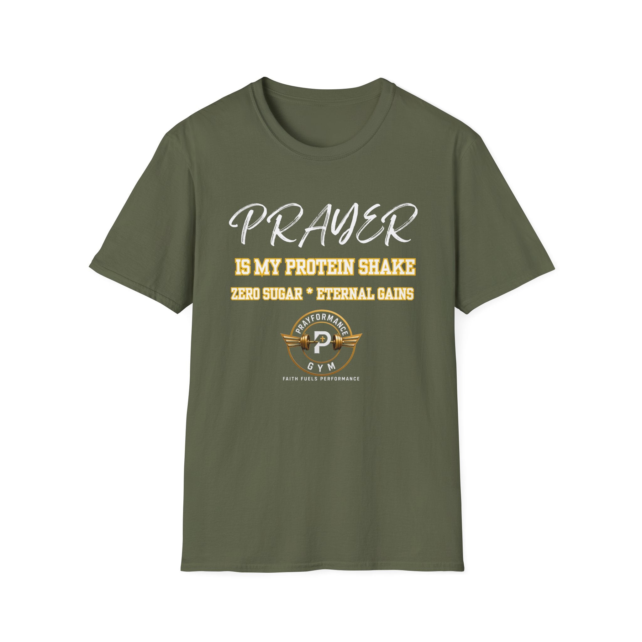 Prayer is my Protein Shake Unisex Softstyle T-Shirt